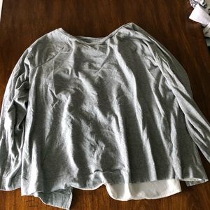 Grey long sleeve chiffon back shirt Loft Medium
